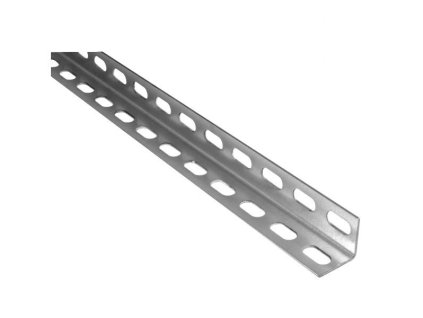 Perforovaný úhelník L 35x35x2mm, délka 3m, otvory 23x9mm, pozinkovaný, pro vodicí lištu pohonu