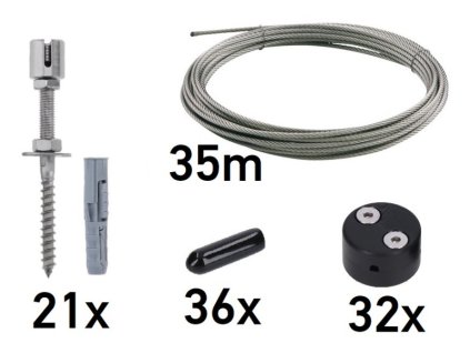 Sada pro vytvoření zelené stěny 3000x1000mm, 3mm drát, nerezová ocel s plastovými spojkami