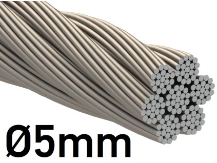 Drát z nerezové oceli Ø5mm, 7x19 drátů, INOX AISI 316