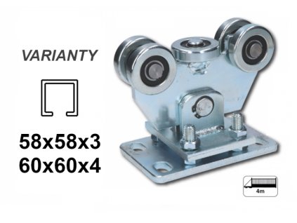 Vozík 5 rolí pro C-58x58x3mm nastavitelný-výškově nastavitelný