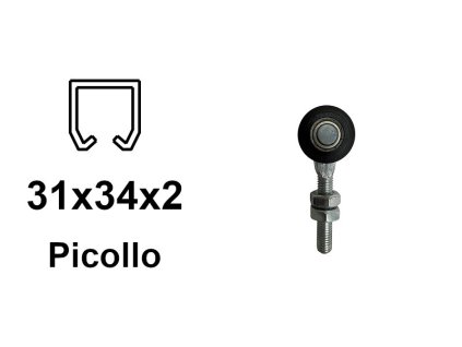 Vozík na závěsnou bránu 2 role pro profil 34×31×2,0 černá nylonová kolečka, ECO