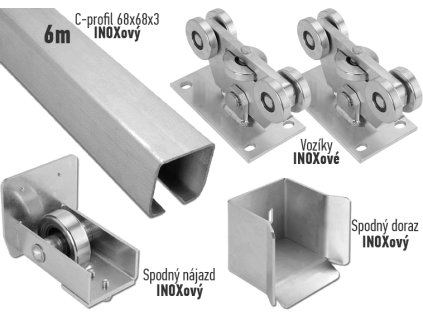 Sada pro výrobu samonosných nerezových posuvných vrat do 4,5m, INOX 68x68x3