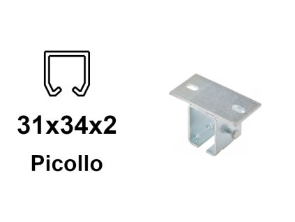 Horní držák pro C-profil závěsné brány 34×31×2,0