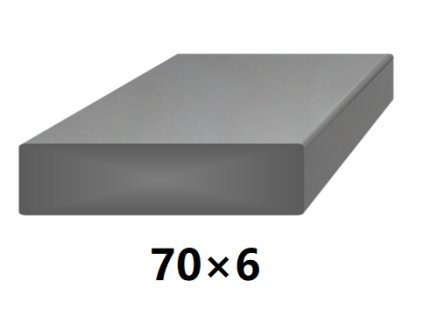 Plochá plná ocelová tyč 70x6 mm (páskovaná), bez povrchové úpravy