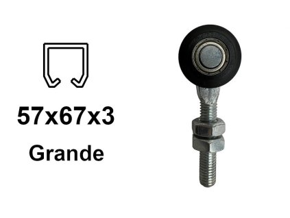 Vozík na závěsnou bránu 2 role pro profil 57×67×3,0 černé nylonové role, ECO