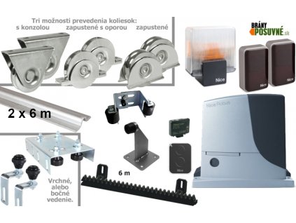 Sada pro výrobu kolejových bran do 6,5 m s pohonem NICE a příslušenstvím