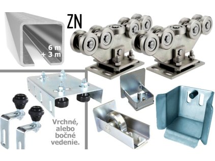 Sada pro výrobu samonosných posuvných bran do šířky průjezdu 6,5 m, s pozinkovaným C-profilem, 9 rolí