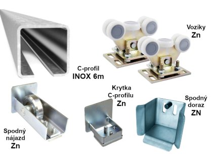 Sada pro samonosnou posuvnou bránu do 4,5 m, INOX/ZN 76x76x3