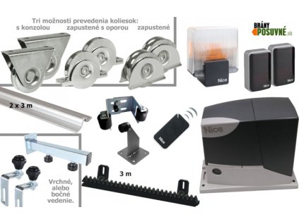 Sada pro výrobu kolejových bran do 3,0 m s pohonem NICE a příslušenstvím