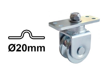 Vodicí kolečko 58mm pro U-profil 20, otočné s plotnou