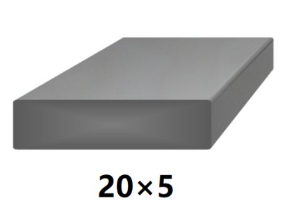 Plochá plná ocelová tyč 20x5 mm (páskovaná), bez povrchové úpravy