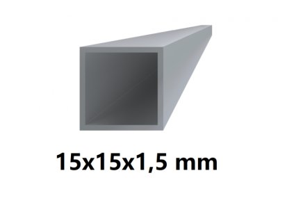 Čtvercový hliníkový jekl 15x15x1,5 mm