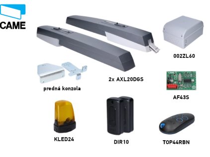Sada CAME Axo AXL20DGS pro dvoukřídlou bránu - jedno křídlo 2,2m/200kg s příslušenstvím, 801MP-0020