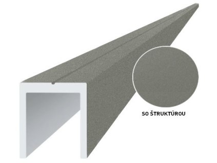 Hliníkový uchytávací profil pro lamely, tvar U, šířka 20,5 mm, šedá RAL9007 se strukturou