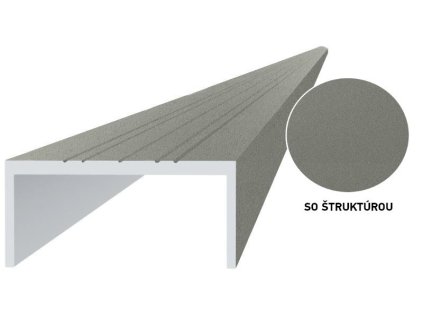 Hliníkový uchytávací profil pro lamely, tvar U, šířka 50 mm, šedá RAL9007 se strukturou