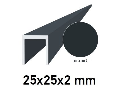 Hliníkový U-profil 25x25x2mm, antracit RAL7016, hladký povrch