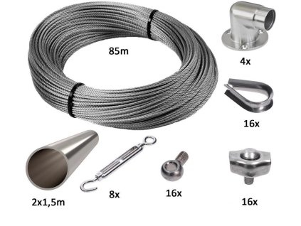 Sada na vytvoření zelené stěny 1500x10000mm, 4mm lanko, nerez AISI304/316