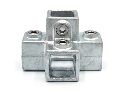 Pozinkovaná spojka pro žloutek 25x25mm, průchozí křížový tvar, 5cestná