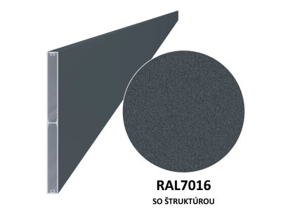 Hliníková plotová lamela 200x16 mm, tvar obdélník, model B, antracit (RAL7016) se strukturou
