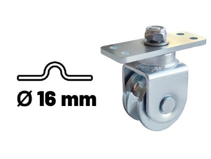 Vodící kolečko 58mm pro U-profil 16, otočné s plotnou