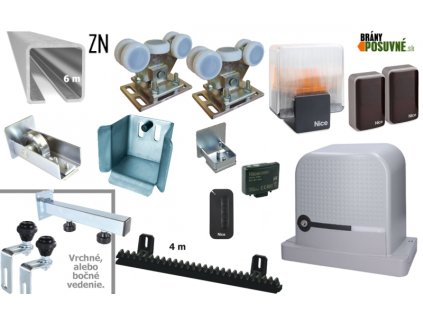 Sada pro výrobu samonosné posuvné brány do 4,5 m, ZN C-profil a pohon NICE Robus RBS