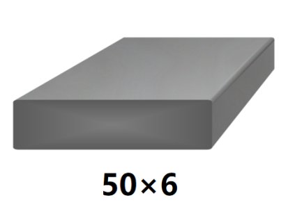 Plochá plná ocelová tyč 50x6 mm (páskovaná), bez povrchové úpravy