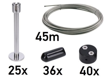 Zelená nástěnná sada 2000x2000mm, 4mm drát, nerezová ocel s plastovými spojkami
