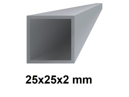 Čtvercový hliníkový jekl 25x25x2 mm