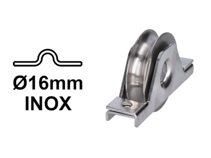 INOX Kolejnicové kolečko pro kolejnici Ø16 mm pro šroubování zapuštěné do tvaru U nerezová ocel