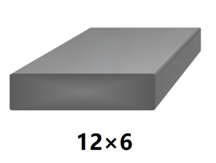 Plochá plná ocelová tyč 12x6 mm (páskovaná), bez povrchové úpravy