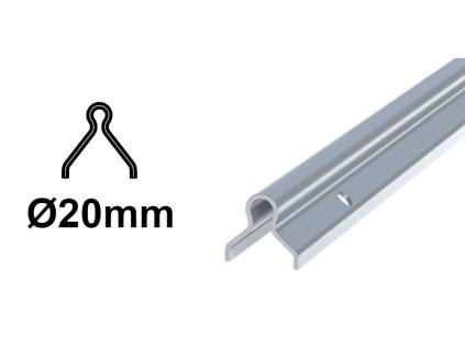 Kolejnice Ø20mm pro kolejnicová vrata pro betonáž Zn, tvar U