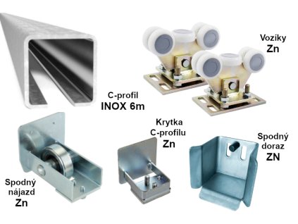 Sada pro samonosnou posuvnou bránu do 4,5 m, INOX/ZN 68x68x3