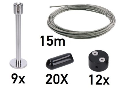 Zelená nástěnná sada 1000x1000mm, 4mm drát, nerezová ocel s plastovými konektory