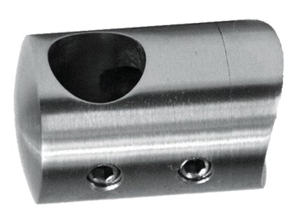 Koncový pravý držák trubky/tyče z nerezové oceli ⌀14 mm s upevněním na sloupek/zábradlí ⌀42,4 mm, AISI304, abrazivní