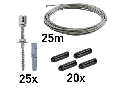 Zelená nástěnná sada 2000x2000mm, 3mm drát, nerezová ocel