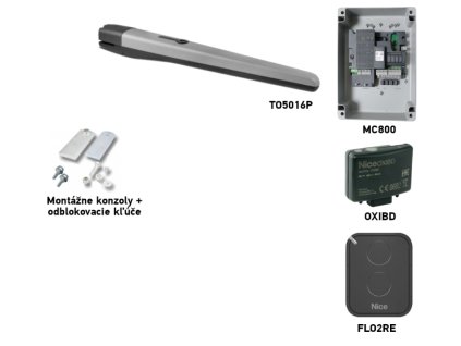 Sada pohonu NICE Toona 5016P pro jednokřídlou bránu s větším zatížením jednoho křídla 5m/800kg