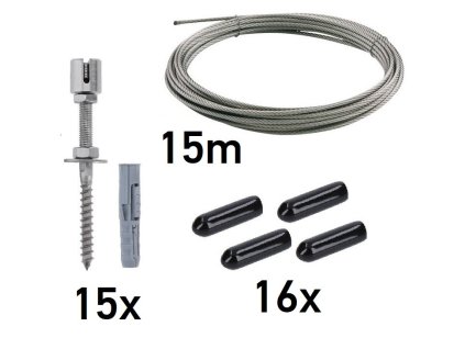 Zelená nástěnná sada 2000x1000mm, 3mm drát, nerezová ocel