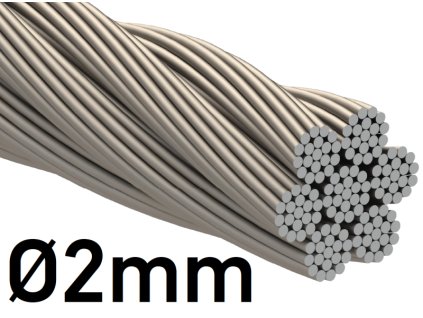 Drát z nerezové oceli Ø2mm, 7x19 drátů, INOX AISI 316