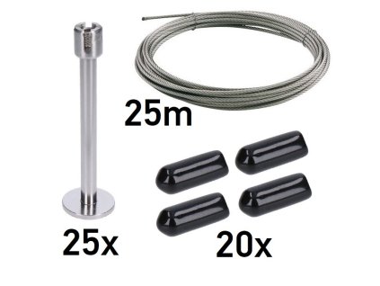 Zelená nástěnná sada 2000x2000mm, 4mm drát, nerezová ocel