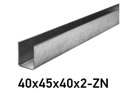 Vodicí U-profil 40x45x40x2mm, pozinkovaný