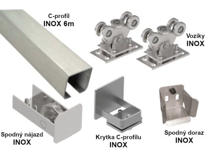 Sada pro výrobu samonosné nerezové posuvné brány do 4,5m, INOX 58x58x3