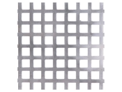 Čtvercový perforovaný plech s otvorem 10x10mm, rozteč 14mm, ZN