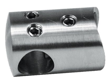 Spojovací držák trubky/tyče z nerezové oceli ⌀12 mm s uchycením na sloupek/zábradlí ⌀42,4 mm, AISI304, abrazivní