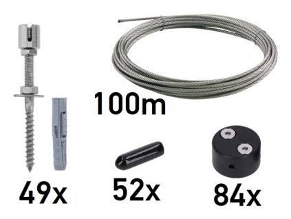 Sada pro vytvoření zelené stěny 3000x3000mm, 3mm drát, nerezová ocel s plastovými spojkami