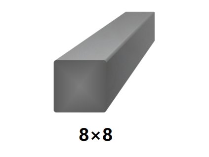 Čtyřhranná plná ocelová tyč 8x8 mm (čtvercová), bez povrchové úpravy