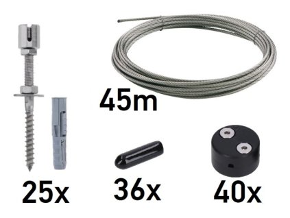 Sada pro vytvoření zelené stěny 2000x2000mm, 3mm drát, nerezová ocel s plastovými spojkami