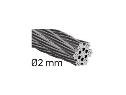 Drát z nerezové oceli Ø2mm, 7x7 drátů, INOX AISI316