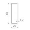 Hliníkový obdélníkový jekl 60x20x1,2 mm