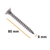 Šroub samovrtný nerezový, zápustná hlava, 8 x 80 mm