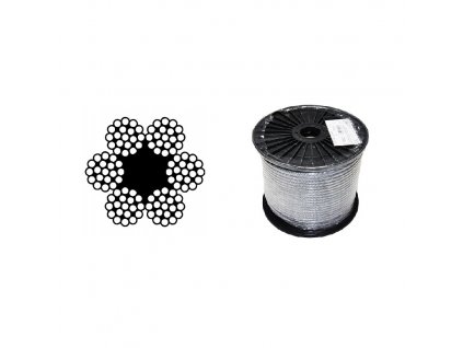 Oceľové lano DIN 3060 (6x19M-FC) 4mm Zn (150m)